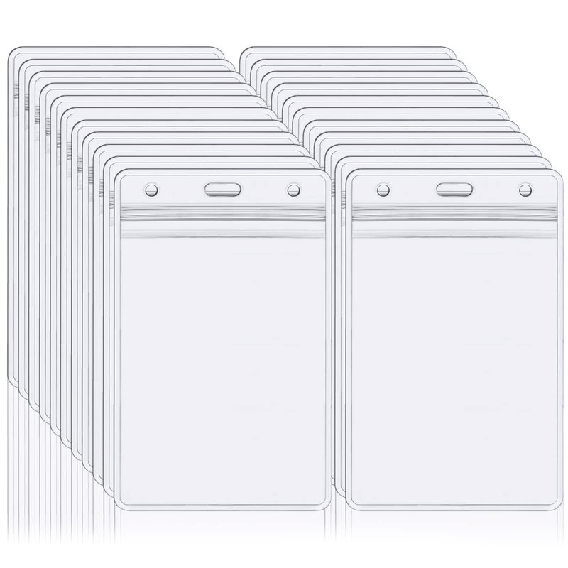 EcoEarth - Vertical Card Protector w/Soft Edge - Premium Tier Sealable 3x4 Inch, 100 Pack - Waterproof ID Badge Holder - Plastic Name Tag Holder Bulk - Image 1